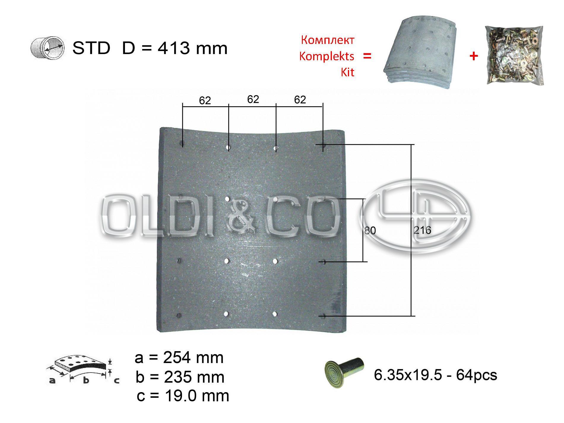 11.037.02253 Детали тормозной системы → Комплект накладок на барабанные тормоза